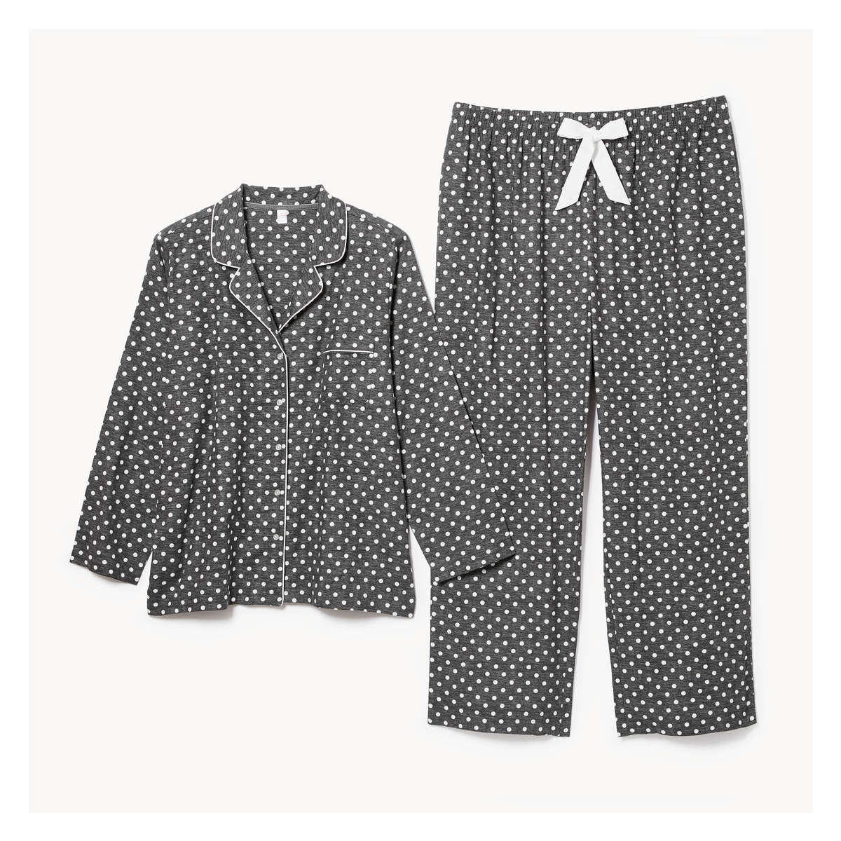 Women Festive Flannel Sleep Set in Dark Grey from Joe Fresh